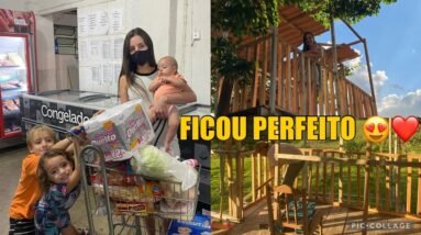 A SACADA DA CASA DE MADEIRA FICOU PRONTA + COMPRA NO MERCADO DE PRATINHA