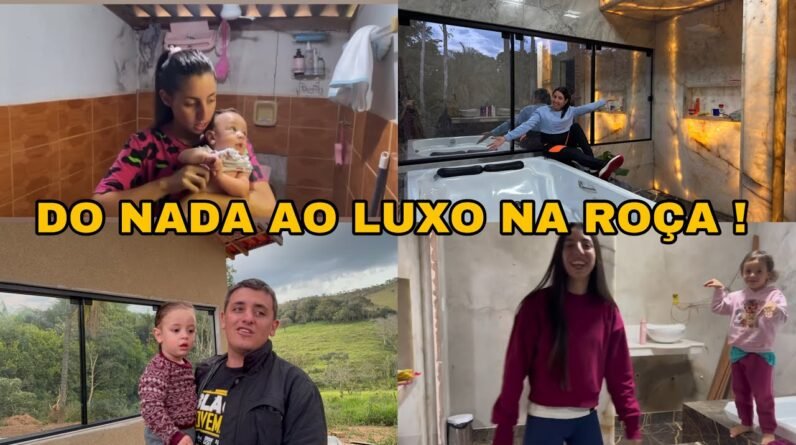 QUEM VIU NOSSO PASSADO VAI SE EMOCIONAR! INSTALAMOS O VIDRO DO NOSSO BANHEIRO LUXUOSO DA ROÇA  😭💖
